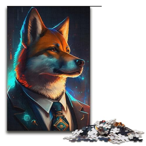 Puzzle für Erwachsene, 1000 Teile, Boss Shiba Inu, Puzzle für Erwachsene, Kartonpuzzle, anspruchsvolles Spiel, 14,96 x 10,24 Zoll von WGLINGX