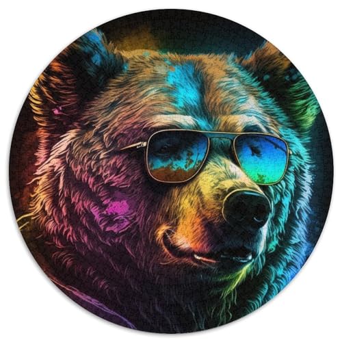 Puzzle für Erwachsene, 1000 Teile, Braunbär-Boxer, 1000 Teile, runde Puzzles für Erwachsene, interaktives Familienspiel, Bastelgeschenk mit farbenfrohen Kunstwerken, 1000 Teile (67,5x67,5cm) von WGLINGX