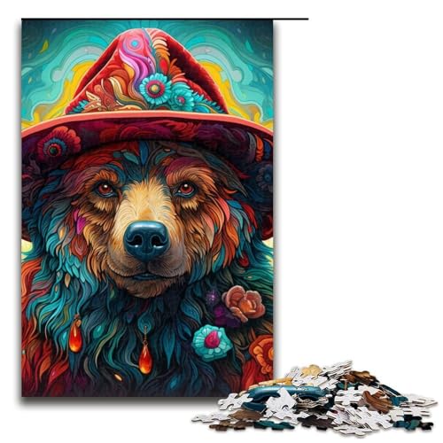Puzzle für Erwachsene, 1000 Teile, Braunbär-Puzzle, pädagogische Herausforderung, mit passendem Poster und Quizblatt, 50 x 75 cm von WGLINGX