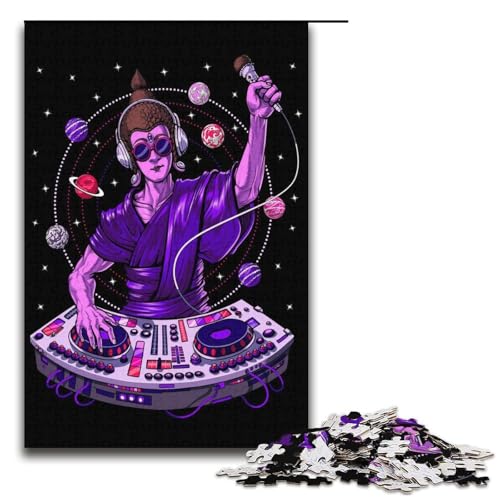 Puzzle für Erwachsene, 1000 Teile, Buddha, Psychedelic DJ, Puzzle – anspruchsvolles Spiel, 38 x 26 cm von WGLINGX