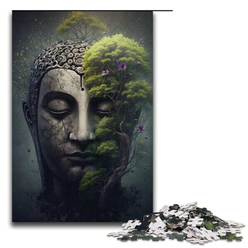 Puzzle für Erwachsene, 1000 Teile, Buddha in der Natur, Puzzle – anspruchsvolles Spiel, 38 x 26 cm von WGLINGX
