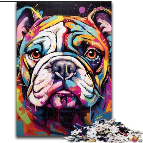 Puzzle für Erwachsene, 1000 Teile, Bulldog-Graffiti, 1000-teiliges Puzzle für Erwachsene, anspruchsvolles Denkspiel, Spieleabend mit der Familie (Größe 50x75cm) von WGLINGX
