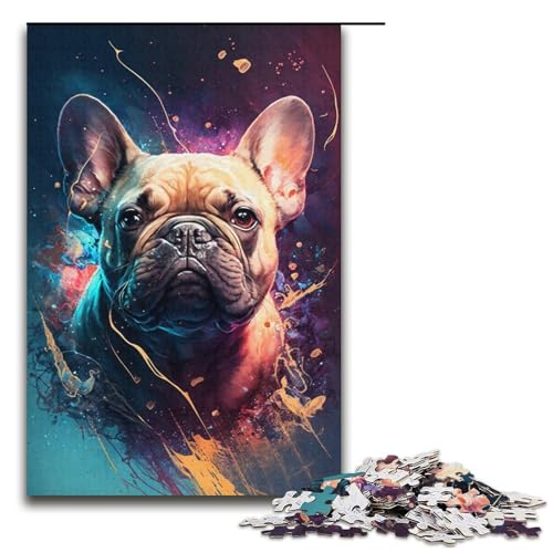 Puzzle für Erwachsene, 1000 Teile, Bulldoggen-Malpuzzle – anspruchsvolles Spiel, 38 x 26 cm von WGLINGX