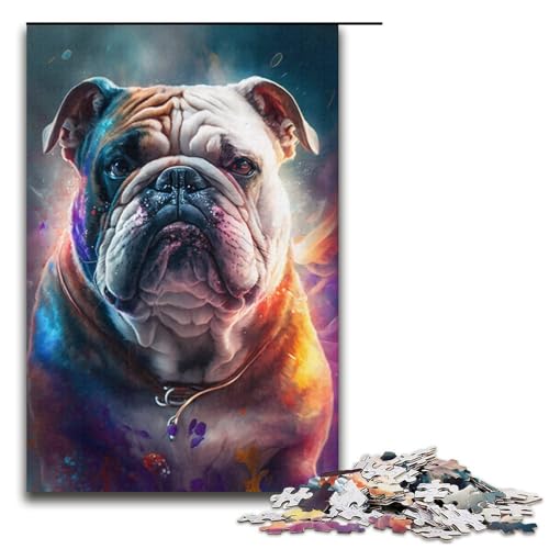 Puzzle für Erwachsene, 1000 Teile, Bulldoggenmalerei, Lernpuzzle, Stressabbau, schwierige Herausforderung, 38 x 26 cm Puzzle für Erwachsene, 1000 Teile, Bulldoggenmalerei, Lernpuzzle, Stressabbau, schwierige Herausforderung, 38 x 26 cm von WGLINGX