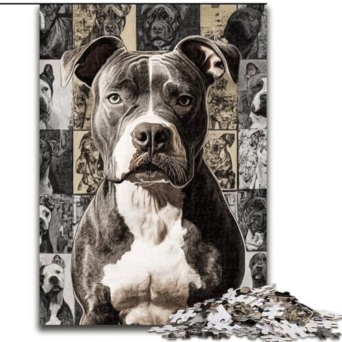 Puzzle für Erwachsene, 1000 Teile, Bullterrier-Collage, 1000-teilige Puzzles für Erwachsene für Jugendliche ab 14 Jahren, Heimdekoration (Größe 26x38cm) von WGLINGX