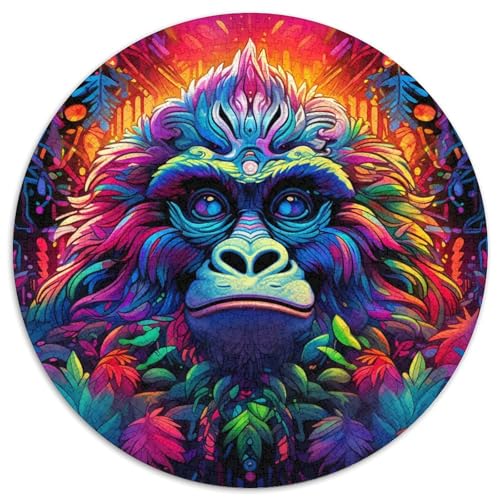 Puzzle für Erwachsene, 1000 Teile, Bunte Gorillas, runde Puzzles, entwickelt Hand-Auge-Koordinationsfähigkeiten, (67,5 x 67,5 cm) von WGLINGX
