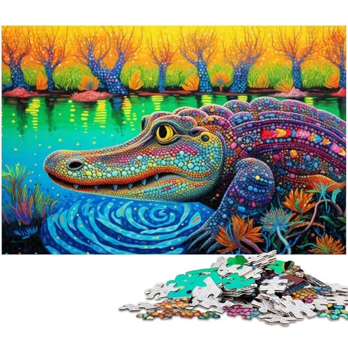 Puzzle für Erwachsene, 1000 Teile, Bunte Krokodile, Puzzle für Erwachsene, Holzpuzzle, anspruchsvolles Spiel, Größe 50 x 75 cm Puzzle für Erwachsene, 1000 Teile, Bunte Krokodile, Puzzle für Erwachsene, Holzpuzzle, anspruchsvolles Spiel, Größe 50 x 75 cm von WGLINGX