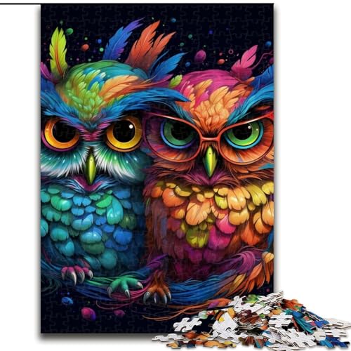 Puzzle für Erwachsene, 1000 Teile, Bunte Kunst-Eule, 1000 Teile, Puzzle-Geschenke, Heimdeko-Geschenk, Denkspiel (Größe 26x38cm) von WGLINGX