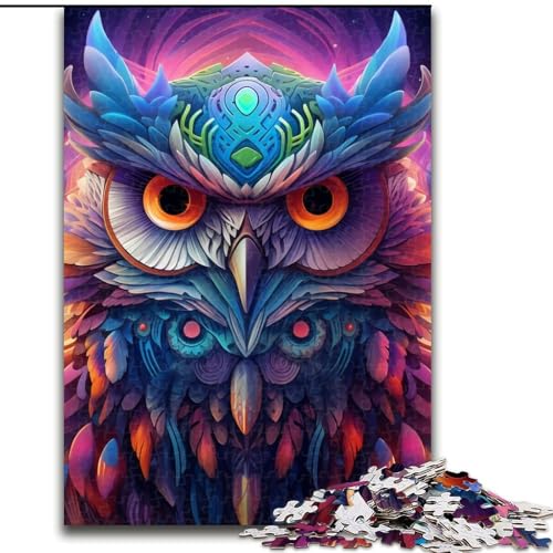 Puzzle für Erwachsene, 1000 Teile, Bunte Kunst-Eule, 1000 Teile, Puzzle-Geschenke, Heimdeko-Geschenk, Denkspiel (Größe 26x38cm) von WGLINGX