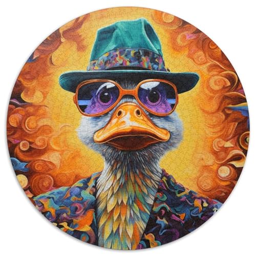 Puzzle für Erwachsene, 1000 Teile, Bunte Kunstenten, rundes Puzzle, Heimaktivität für Feiertage, Geburtstage und Familienspieleabende (67,5 x 67,5 cm) von WGLINGX