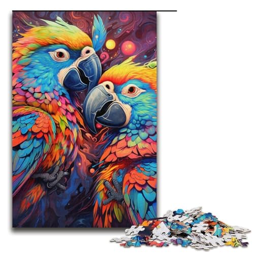 Puzzle für Erwachsene, 1000 Teile, Bunte Papageien-Puzzles für Erwachsene, Papppuzzle, tolle Geschenke zu Weihnachten (Größe 38 x 26 cm) von WGLINGX