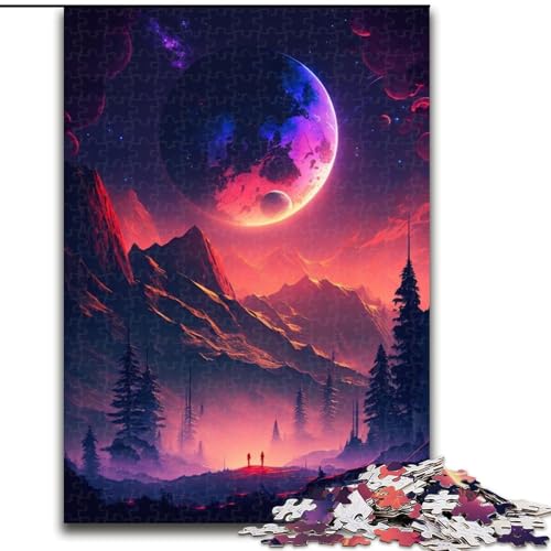 Puzzle für Erwachsene, 1000 Teile, Bunte Planetenberge, Holzpuzzle, DIY-Heimdekoration, Denkspiel für Teenager (Größe 50x75cm) von WGLINGX
