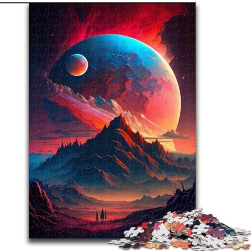 Puzzle für Erwachsene, 1000 Teile, Bunte Planetenberge, Holzpuzzle, DIY-Heimdekoration, Denkspiel für Teenager (Größe 50x75cm) von WGLINGX