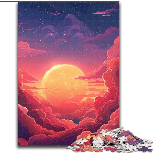 Puzzle für Erwachsene, 1000 Teile, Bunte Wolken, Holzpuzzle, ideal für die Dekoration zu Hause und im Büro, Geburtstag (Größe 50x75cm) von WGLINGX