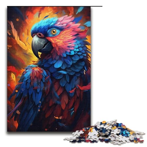Puzzle für Erwachsene, 1000 Teile, Bunter Papagei mit bunten Federn, DIY-Puzzlespielzeug, einzigartige Heimdekoration und Geschenke (Größe 38 x 26 cm) von WGLINGX