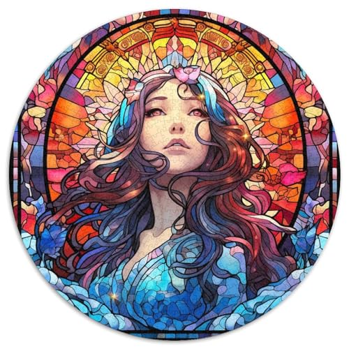 Puzzle für Erwachsene, 1000 Teile, Buntglas, Anime-Mädchen-Puzzle, Familieninteraktion und lustiges Geschenk, lebendiges abstraktes Design (67,5 x 67,5 cm) von WGLINGX
