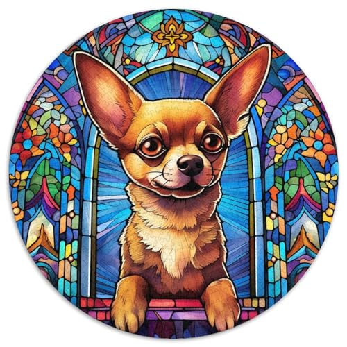 Puzzle für Erwachsene, 1000 Teile, Buntglas-Chihuahua-Papierpuzzle, Familienaktivitätsspiel für Teenager, anspruchsvolles Denkspiel (67,5 x 67,5 cm) von WGLINGX