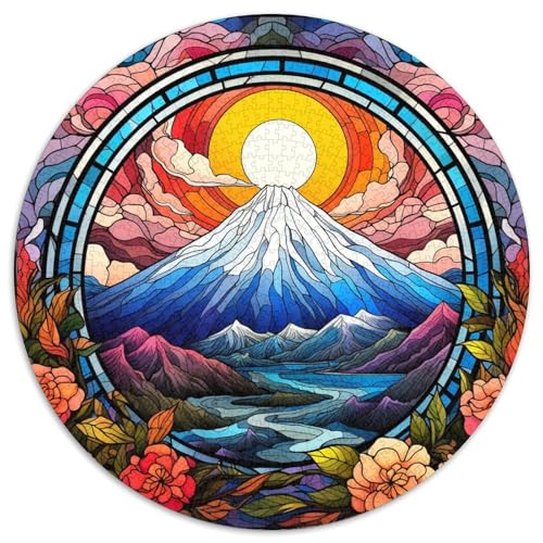 Puzzle für Erwachsene, 1000 Teile, Buntglas-Montierung Fuji, Kartonpuzzle mit interaktivem Familienspiel, Kinder ab 14 Jahren (67,5 x 67,5 cm) von WGLINGX