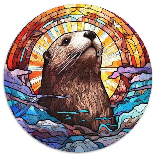 Puzzle für Erwachsene, 1000 Teile, Buntglas-Otter-Papppuzzle mit interaktivem Familienspiel, Kinder ab 14 Jahren (67,5 x 67,5 cm) von WGLINGX