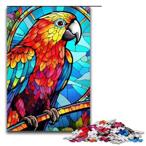 Puzzle für Erwachsene, 1000 Teile, Buntglas-Papagei, Holzpuzzle für Erwachsene, Familienspiele, 19,69 x 29,53 Zoll Puzzle für Erwachsene, 1000 Teile, Buntglas-Papagei, Holzpuzzle für Erwachsene, Familienspiele, 19,69 x 29,53 Zoll von WGLINGX
