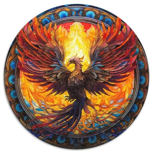 Puzzle für Erwachsene, 1000 Teile, Buntglas-Phönix-Puzzle aus Pappe mit interaktivem Familienspiel, Kinder ab 14 Jahren (67,5 x 67,5 cm) von WGLINGX