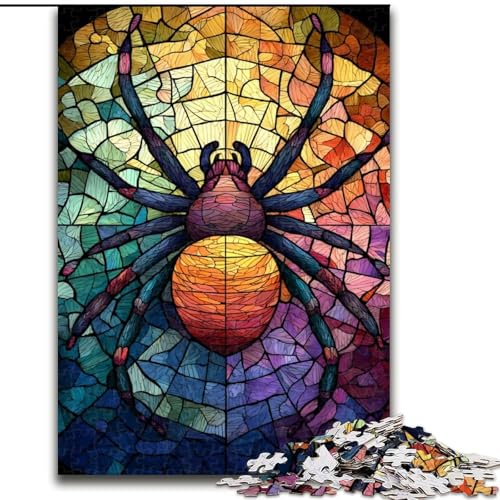Puzzle für Erwachsene, 1000 Teile, Buntglas-Spinne, anspruchsvolle Puzzles, Spaß für die ganze Familie, Basteln, perfekt für Geburtstage, Feiertage (Größe 50x75cm) von WGLINGX