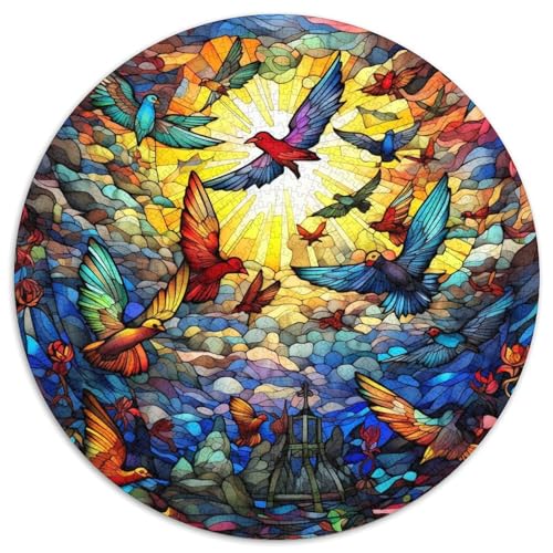Puzzle für Erwachsene, 1000 Teile, Buntglas-Vogel-Puzzle aus Karton mit interaktivem Familienspiel, Kinder ab 14 Jahren (67,5 x 67,5 cm) von WGLINGX