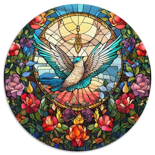 Puzzle für Erwachsene, 1000 Teile, Buntglas-Vogel-Puzzle aus Karton mit interaktivem Familienspiel, Kinder ab 14 Jahren (67,5 x 67,5 cm) von WGLINGX