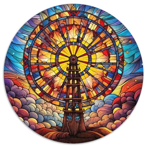 Puzzle für Erwachsene, 1000 Teile, Buntglas-Windmühlen-Puzzle, Familieninteraktion und lustiges Geschenk, lebendiges abstraktes Design (67,5 x 67,5 cm) von WGLINGX