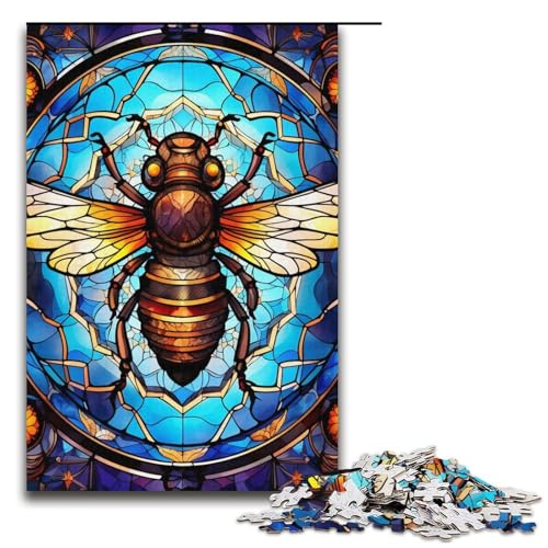 Puzzle für Erwachsene, 1000 Teile, Buntglasboot, DIY-Puzzle-Spielzeug, einzigartige Heimdekoration und Geschenke, 14,96 x 10,24 Zoll von WGLINGX