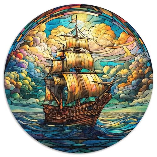 Puzzle für Erwachsene, 1000 Teile, Buntglasboot-Papierpuzzle, Familienaktivitätsspiel für Teenager, anspruchsvolles Denkspiel (67,5 x 67,5 cm) von WGLINGX