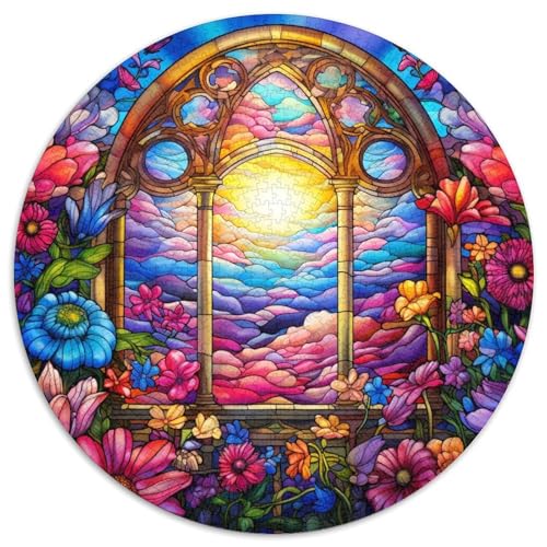 Puzzle für Erwachsene, 1000 Teile, Buntglasgarten-Puzzle aus Karton mit interaktivem Familienspiel, Kinder ab 14 Jahren (67,5 x 67,5 cm) von WGLINGX