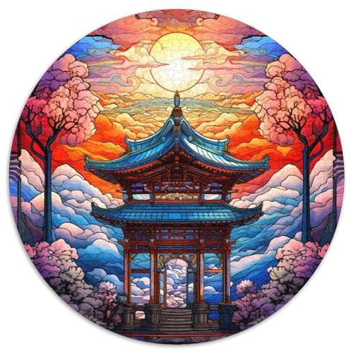 Puzzle für Erwachsene, 1000 Teile, Buntglasturm, rundes Puzzle, interaktives Familienspiel, Denksportaufgabe, Geschenk, Lernspielzeug (67,5 x 67,5 cm) von WGLINGX