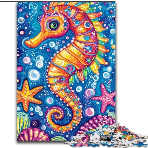 Puzzle für Erwachsene, 1000 Teile, Cartoon-Seepferdchen, anspruchsvolle Puzzles, Spaß für die ganze Familie, Basteln, perfekt für Geburtstage, Feiertage (Größe 26x38cm) von WGLINGX