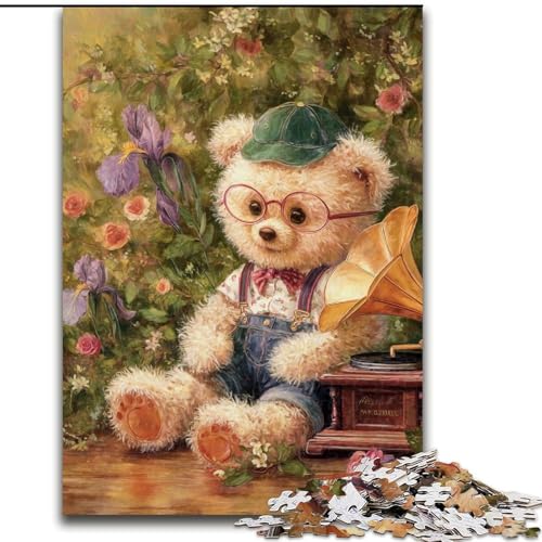 Puzzle für Erwachsene, 1000 Teile, Cartoon-Teddybär, Holzpuzzle, interaktives Familienspiel, geeignet für Kinder ab 14 Jahren (Größe 50x75cm) von WGLINGX