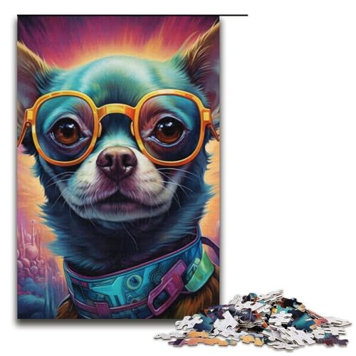 Puzzle für Erwachsene, 1000 Teile, Chihuahua-Puzzle für Erwachsene, Kartonpuzzle, lustige Spiele, 14,96 x 10,24 Zoll von WGLINGX