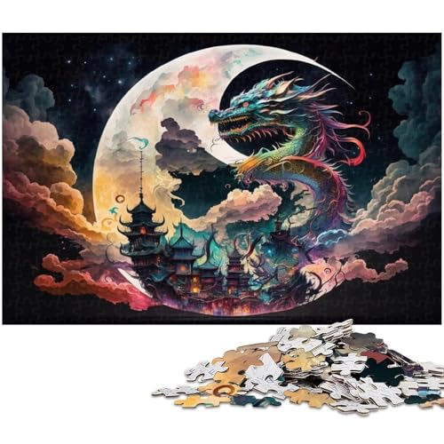 Puzzle für Erwachsene, 1000 Teile, Chinesisches Drachenpuzzle-Quizspiel, ganze Familie, Größe 38 x 26 cm von WGLINGX