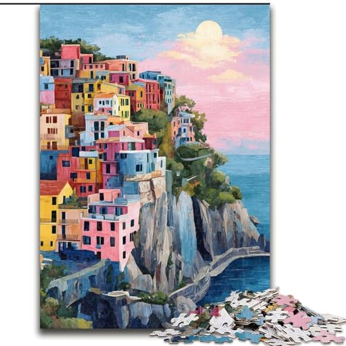 Puzzle für Erwachsene, 1000 Teile, Cinque Terre, 1000-teiliges Puzzle für Erwachsene, Geschenk, DIY-Spaß, geeignet für die Dekoration von Zuhause, Wohnzimmer, Büro (Größe 26x38cm) von WGLINGX