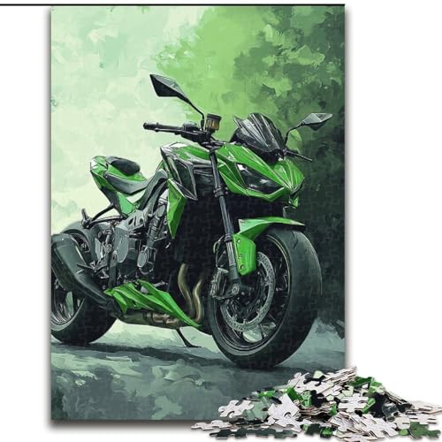 Puzzle für Erwachsene, 1000 Teile, Cooles Motorrad-Holzpuzzle, interaktives Familienspiel, geeignet für Kinder ab 14 Jahren (Größe 50x75cm) von WGLINGX