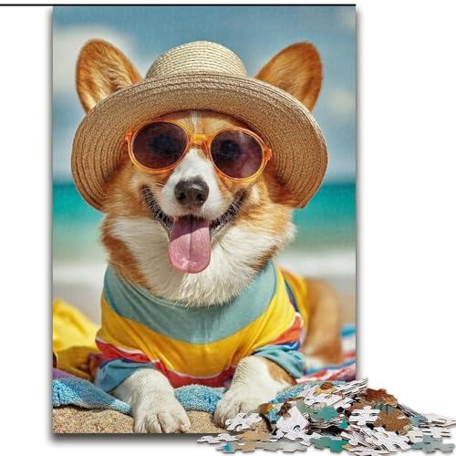 Puzzle für Erwachsene, 1000 Teile, Corgi im Urlaub, Puzzles für Erwachsene 1000 für Teenager, Familien-Lernspiele, Heimdekoration, Geschenk (Größe 26x38cm) von WGLINGX