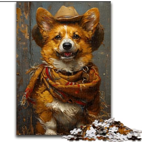 Puzzle für Erwachsene, 1000 Teile, Cowboy Corgi, 1000 Teile, Puzzle-Geschenke, entspannende Unterhaltung, Heimdekoration (Größe 50x75cm) von WGLINGX