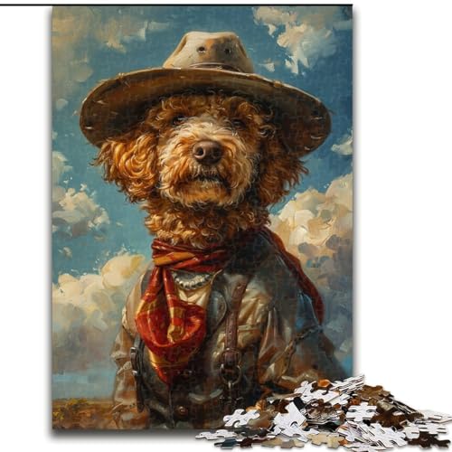Puzzle für Erwachsene, 1000 Teile, Cowboy-Pudel, 1000 Teile, Puzzle für Erwachsene für Jugendliche ab 14 Jahren, Heimdekoration (Größe 50x75cm) von WGLINGX