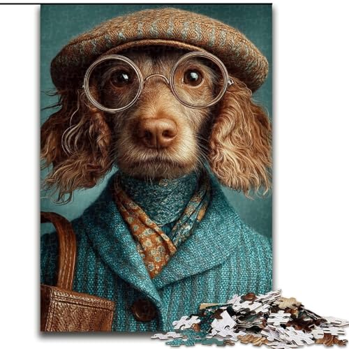 Puzzle für Erwachsene, 1000 Teile, Dackel am Arbeitsplatz, 1000-Teile-Puzzle für Erwachsene, Lernspiel, Herausforderungsspielzeug (Größe 50x75cm) von WGLINGX