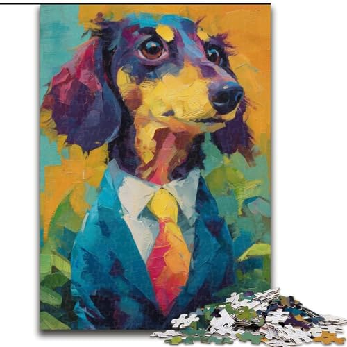 Puzzle für Erwachsene, 1000 Teile, Dackel im Anzug, 1000 Teile, Puzzle für Erwachsene, Lernspiel, Herausforderungsspielzeug (Größe 26x38cm) von WGLINGX