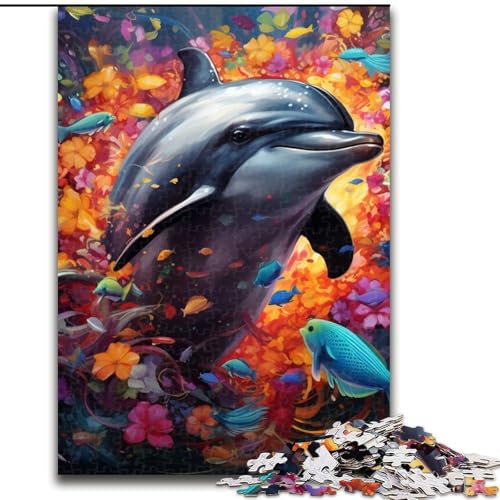 Puzzle für Erwachsene, 1000 Teile, Delfin-Puzzle aus Pappe, pädagogisches und unterhaltsames Indoor-Spiel zur Heimdekoration (Größe 26x38cm) von WGLINGX