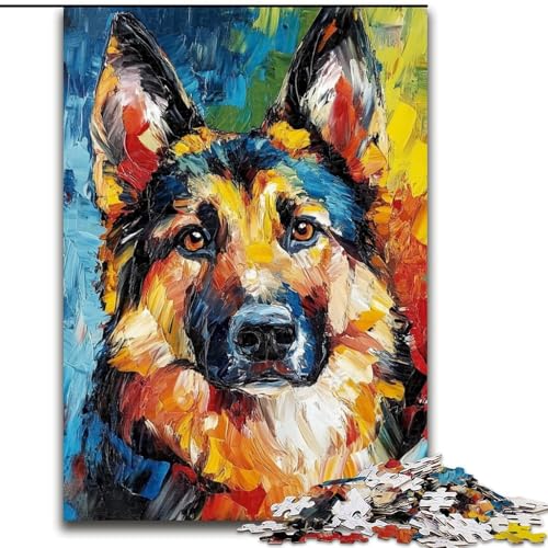 Puzzle für Erwachsene, 1000 Teile, Deutscher Schäferhund, aus Pappe, Puzzle für Erwachsene, Familienaktivitätsspiel für Teenager, anspruchsvolles Denkspiel (Größe 26x38cm) von WGLINGX