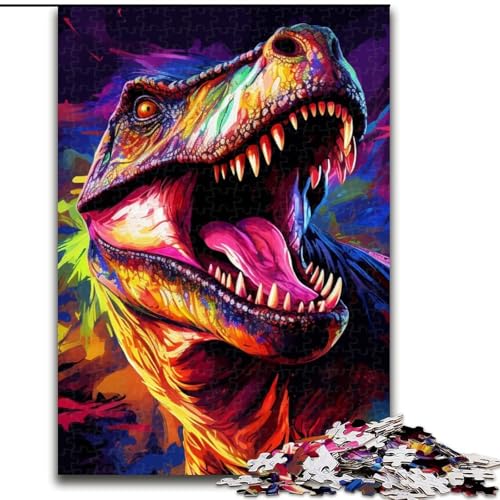Puzzle für Erwachsene, 1000 Teile, Dinosaurier-Kunst, Holzpuzzle, pädagogisches und unterhaltsames Indoor-Spiel für die Heimdekoration (Größe 50x75cm) von WGLINGX