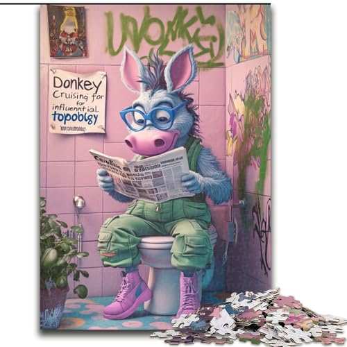 Puzzle für Erwachsene, 1000 Teile, Donkey Go Toilet, 1000-teiliges Puzzle, unmögliches, schwieriges Herausforderungsspielzeug für Teenager (Größe 26x38cm) von WGLINGX