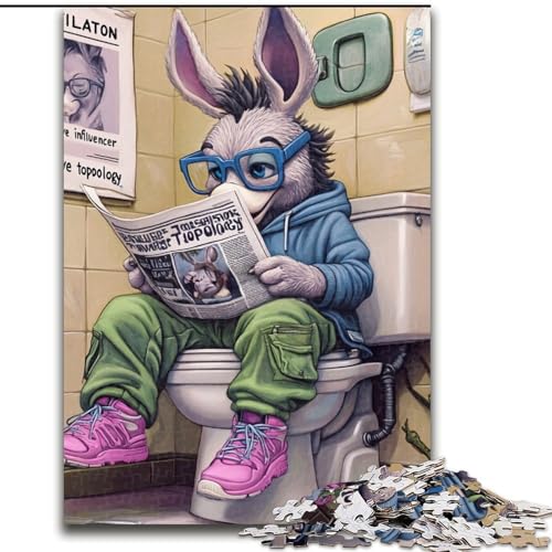 Puzzle für Erwachsene, 1000 Teile, Donkey Go Toilet, 1000-teiliges Puzzle für Teenager, Lernspiele, Geschenke (Größe 38x26cm) von WGLINGX