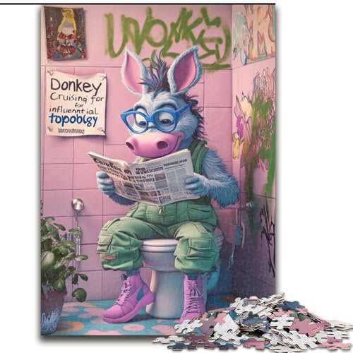 Puzzle für Erwachsene, 1000 Teile, Donkey Go Toilet, Puzzles 1000 Teile für Erwachsene, Familienaktivitätsspiel für Teenager, anspruchsvolles Denkspiel (Größe 38x26cm) von WGLINGX
